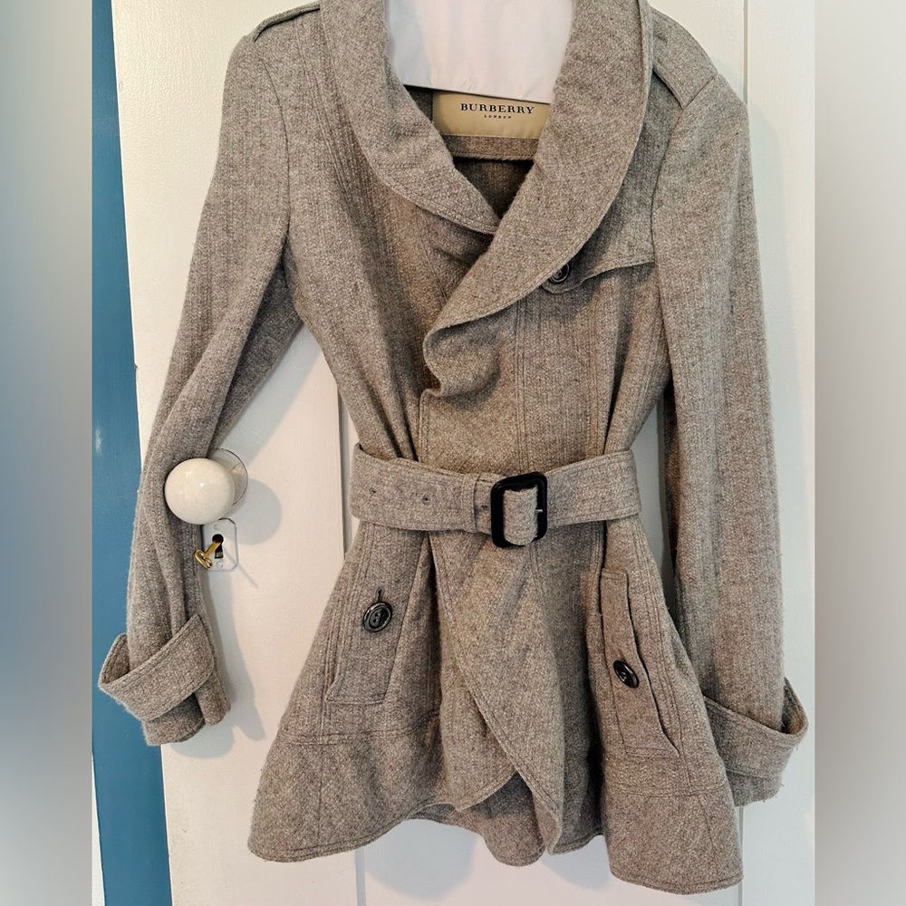 Burberry London Buckle Coat with Ruffle Detail